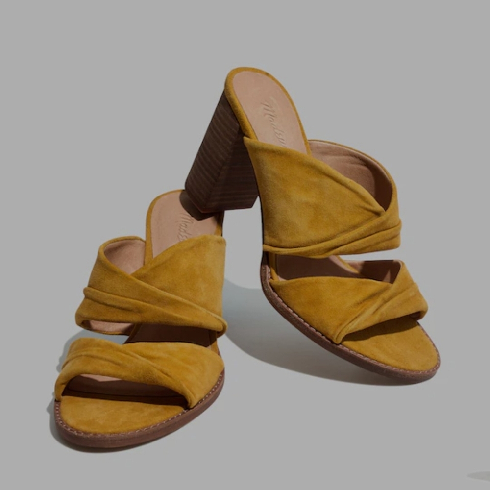 Madewell The Alexandria Yellow Suede Mule Heels Size 11